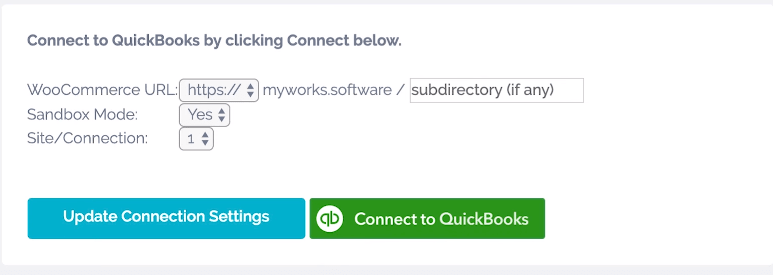 QuickBooks Login in the plugin - QuickBooks WordPress Integration